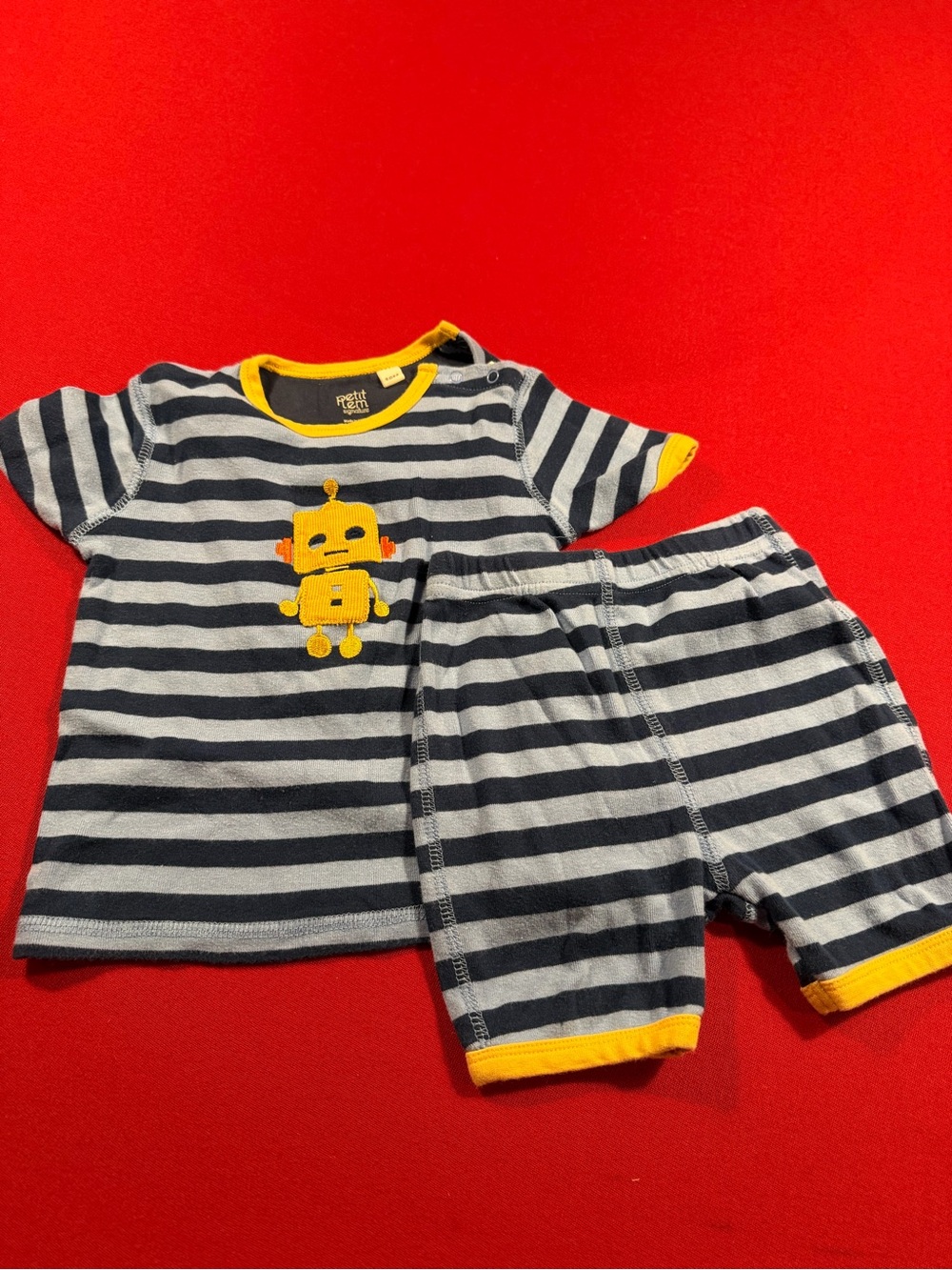 Petit Lem robot striped pajamas for toddler 18 months